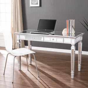 Homeroots 47" Silver Mirrored Writing Desk With Two Drawers   402053