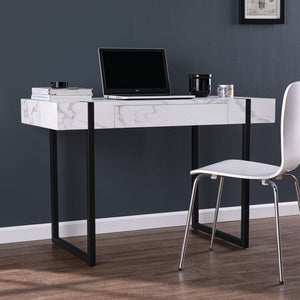 Homeroots 45" White And Black Writing Desk   402055