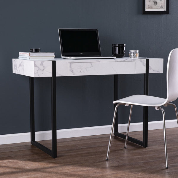 Homeroots 45" White And Black Writing Desk   402055