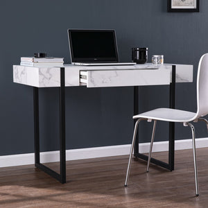 Homeroots 45" White And Black Writing Desk   402055