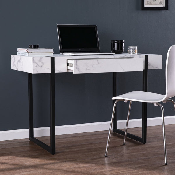 Homeroots 45" White And Black Writing Desk   402055