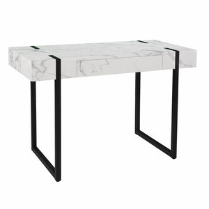 Homeroots 45" White And Black Writing Desk   402055