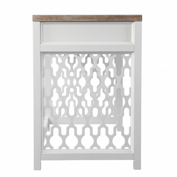 Homeroots 43" Natural And White Writing Desk With Three Drawers   402056