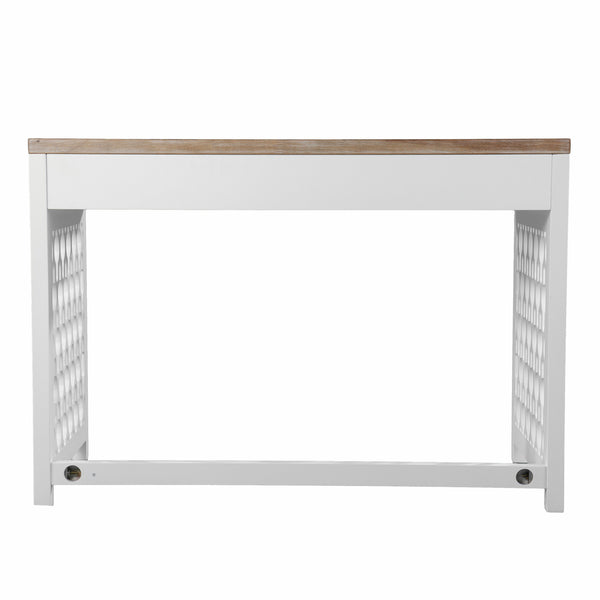Homeroots 43" Natural And White Writing Desk With Three Drawers   402056