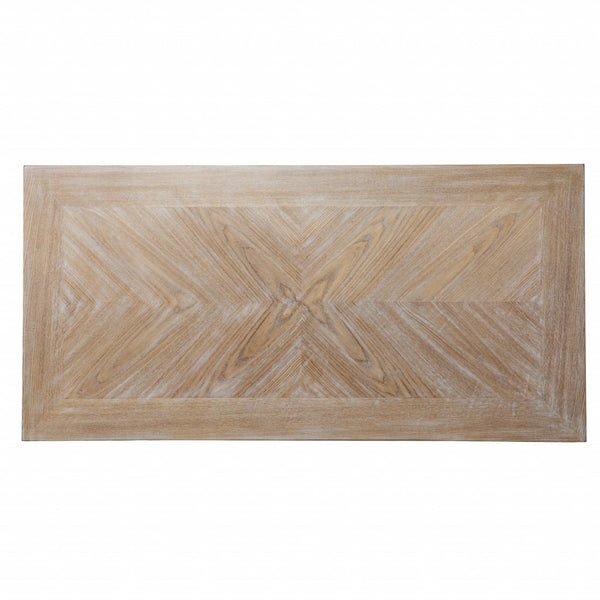 Homeroots 43" Natural And White Writing Desk With Three Drawers   402056