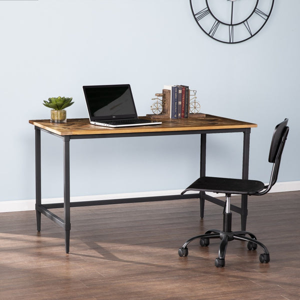 Homeroots 53" Natural And Black Writing Desk   402059