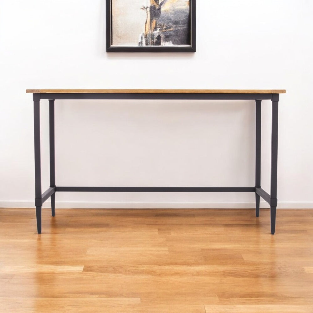 HomeRoots 53" Natural and Black Writing Desk – Elegant Reclaimed Wood Design for Home Office or Small Spaces 402059