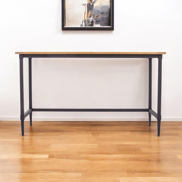 HomeRoots 53" Natural and Black Writing Desk – Elegant Reclaimed Wood Design for Home Office or Small Spaces 402059