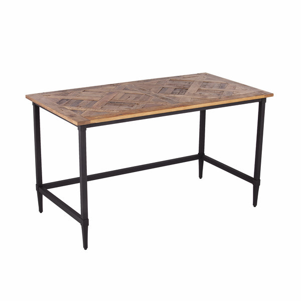 Homeroots 53" Natural And Black Writing Desk   402059