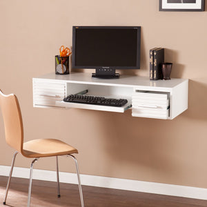 Homeroots White Wall Mount Desk With Drawers   402063