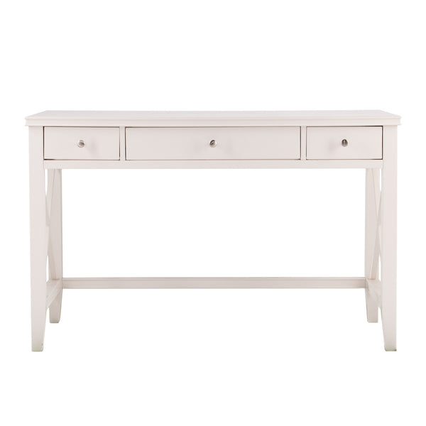 Homeroots 48" White Poplar Solid Wood Writing Desk With Three Drawers   402066