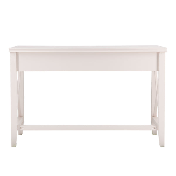 Homeroots 48" White Poplar Solid Wood Writing Desk With Three Drawers   402066