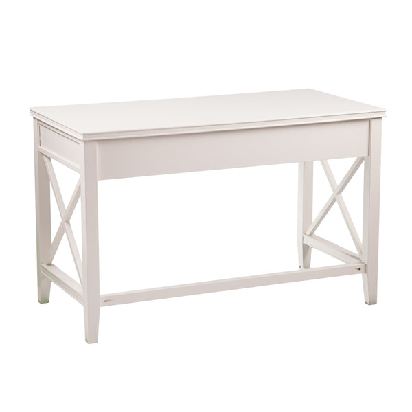 Homeroots 48" White Poplar Solid Wood Writing Desk With Three Drawers   402066
