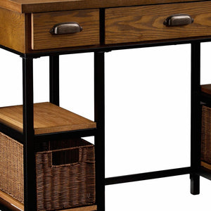 Homeroots 42" Gray And Black Writing Desk With Three Drawers   402069