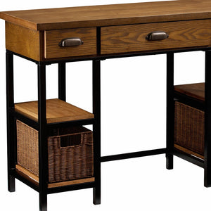 Homeroots 42" Gray And Black Writing Desk With Three Drawers   402069