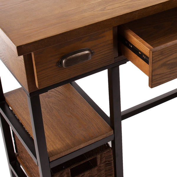 Homeroots 42" Gray And Black Writing Desk With Three Drawers   402069