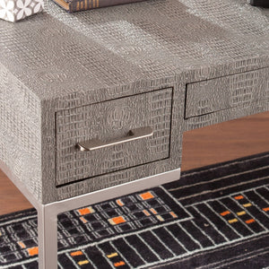 Homeroots Modern Gray And Silver Faux Snakeskin Desk   402070