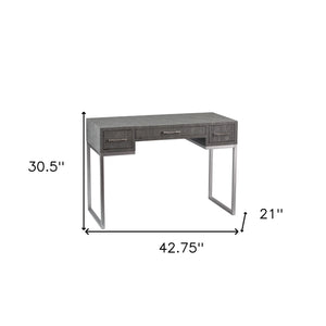 Homeroots Modern Gray And Silver Faux Snakeskin Desk   402070