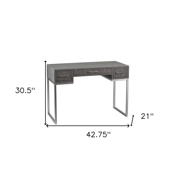 Homeroots Modern Gray And Silver Faux Snakeskin Desk   402070