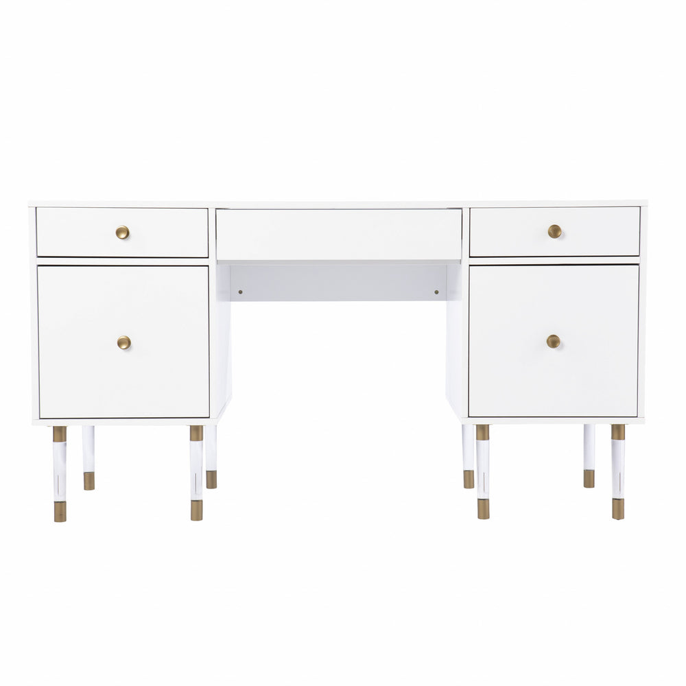 Homeroots 55" White Writing Desk With Four Drawers   402071