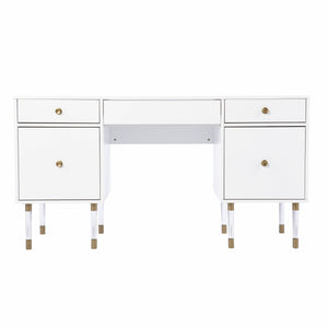Homeroots 55" White Writing Desk With Four Drawers   402071