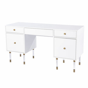 Homeroots 55" White Writing Desk With Four Drawers   402071