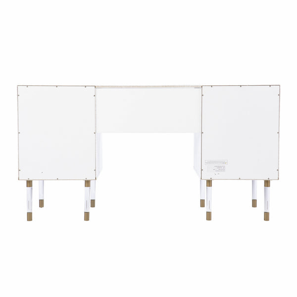 Homeroots 55" White Writing Desk With Four Drawers   402071