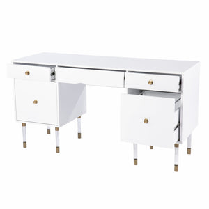 Homeroots 55" White Writing Desk With Four Drawers   402071