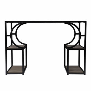 Homeroots Wood And Iron Writing Desk With Storage   402074