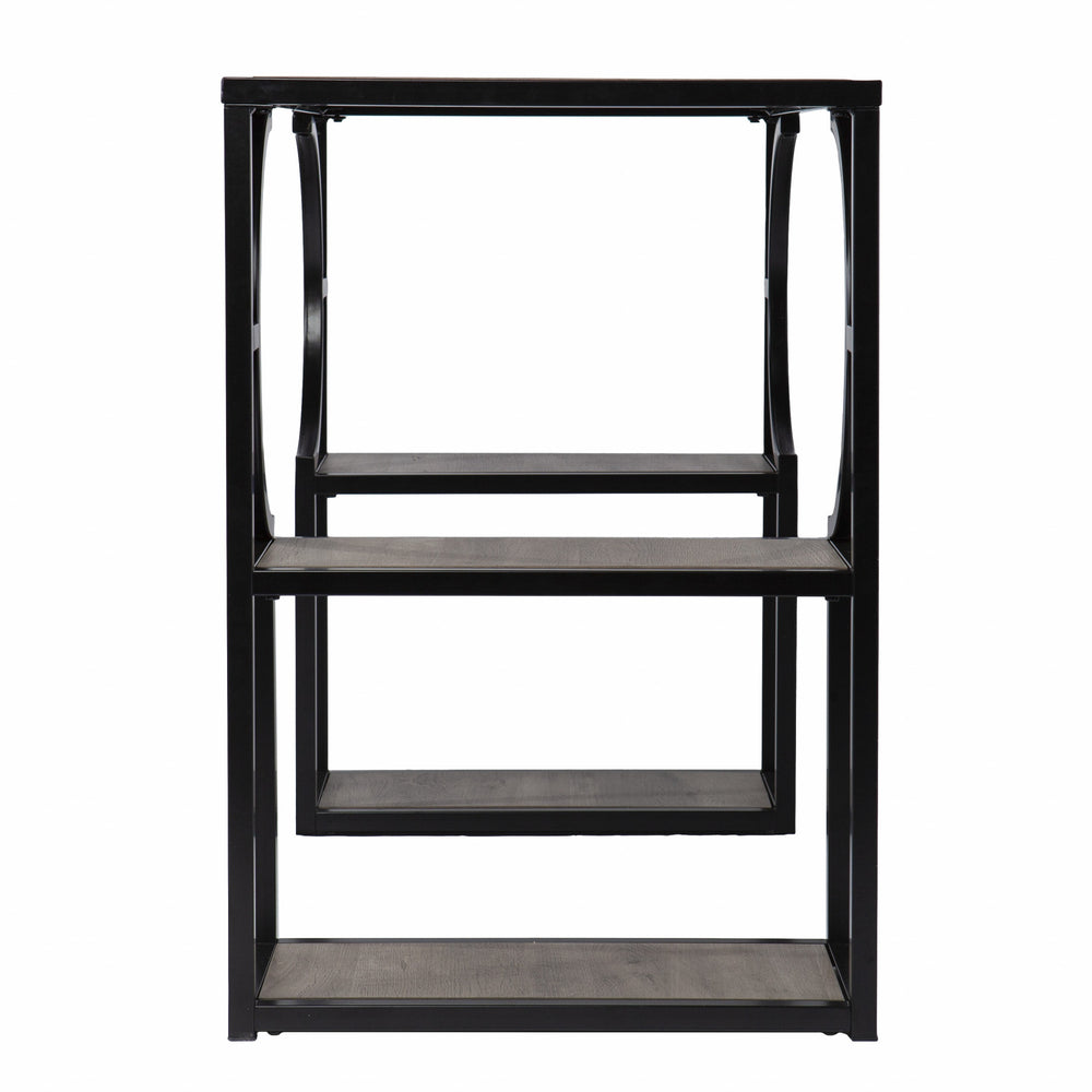 Homeroots Wood And Iron Writing Desk With Storage   402074