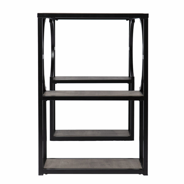 Homeroots Wood And Iron Writing Desk With Storage   402074