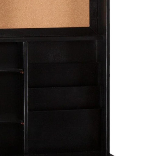 HomeRoots 22" Black Secretary Desk - Elegant Space-Saving Workstation with Integrated Bookcase & Organizers 402078