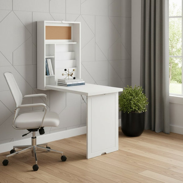HomeRoots 22" Off White Secretary Desk - Compact, Elegant Workspace Solution with Storage for Small Spaces 402079