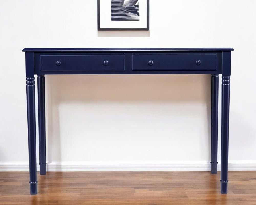 HomeRoots Navy Blue Writing Desk – Charming Cottage Style with Storage, Perfect for Home Office & Kitchens! 402082