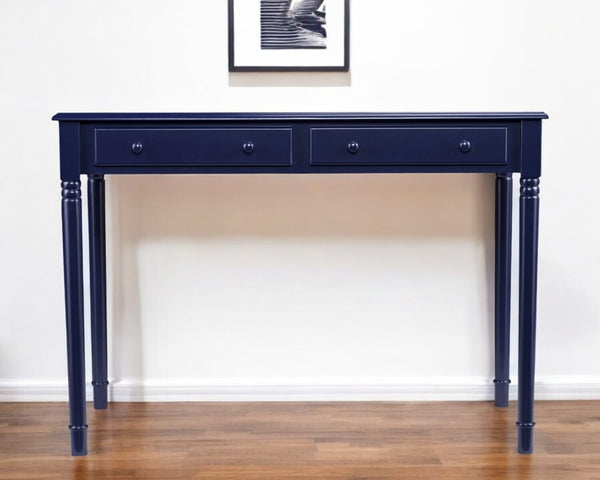 HomeRoots Navy Blue Writing Desk – Charming Cottage Style with Storage, Perfect for Home Office & Kitchens! 402082