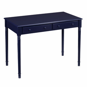 HomeRoots Navy Blue Writing Desk – Charming Cottage Style with Storage, Perfect for Home Office & Kitchens! 402082