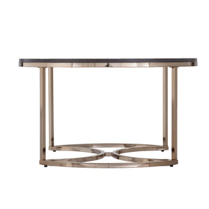 Homeroots 32" Champagne And Charcoal Manufactured Wood And Metal With Iron Round Coffee Table   402085