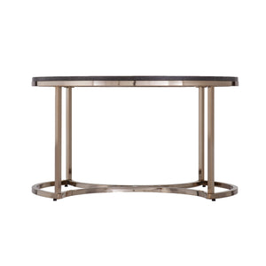Homeroots 32" Champagne And Charcoal Manufactured Wood And Metal With Iron Round Coffee Table   402085