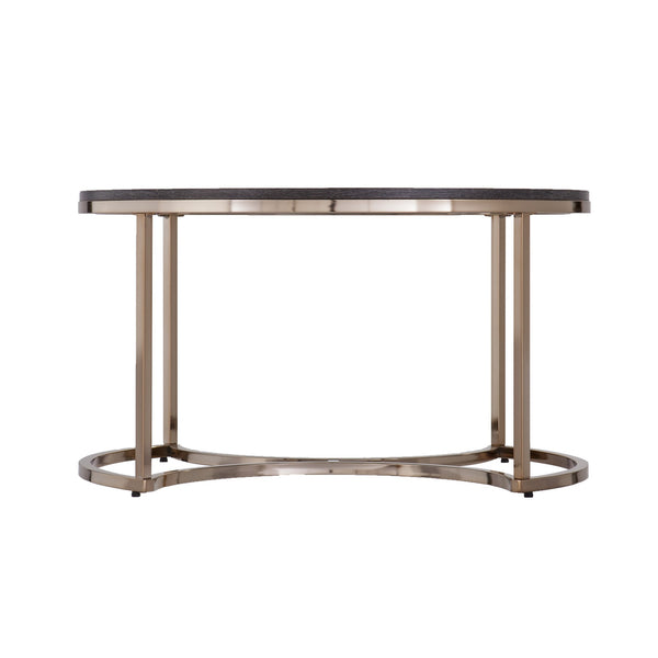 Homeroots 32" Champagne And Charcoal Manufactured Wood And Metal With Iron Round Coffee Table   402085