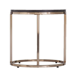 Homeroots 32" Champagne And Charcoal Manufactured Wood And Metal With Iron Round Coffee Table   402085