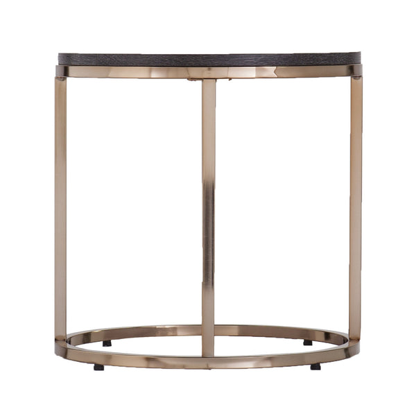 Homeroots 32" Champagne And Charcoal Manufactured Wood And Metal With Iron Round Coffee Table   402085