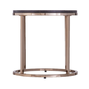Homeroots 32" Champagne And Charcoal Manufactured Wood And Metal With Iron Round Coffee Table   402085