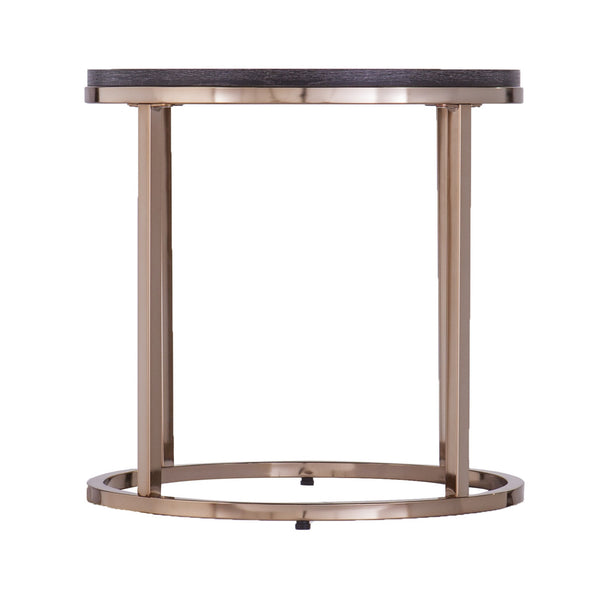 Homeroots 32" Champagne And Charcoal Manufactured Wood And Metal With Iron Round Coffee Table   402085