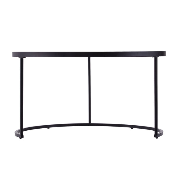 Homeroots Set Of Two Black And Silver Mirrored Round Nested Coffee Table Set   402086