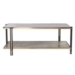 Homeroots 43" Champagne Mirrored And Metal Rectangular Mirrored Coffee Table   402089