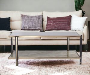 Homeroots 43" Champagne Mirrored And Metal Rectangular Mirrored Coffee Table   402089