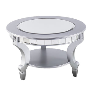 Homeroots 29" Silver Mirrored And Metal Round Mirrored Coffee Table   402092