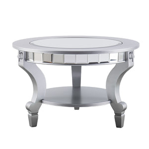 Homeroots 29" Silver Mirrored And Metal Round Mirrored Coffee Table   402092