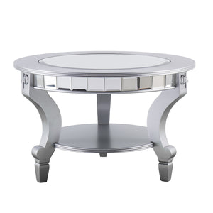 Homeroots 29" Silver Mirrored And Metal Round Mirrored Coffee Table   402092