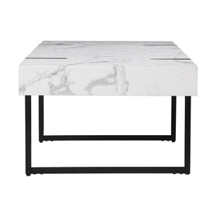 Homeroots 43" White And Black Faux Marble And Metal With Iron Coffee Table   402093